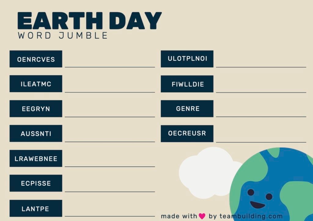 Virtual Earth Day Word Jumble