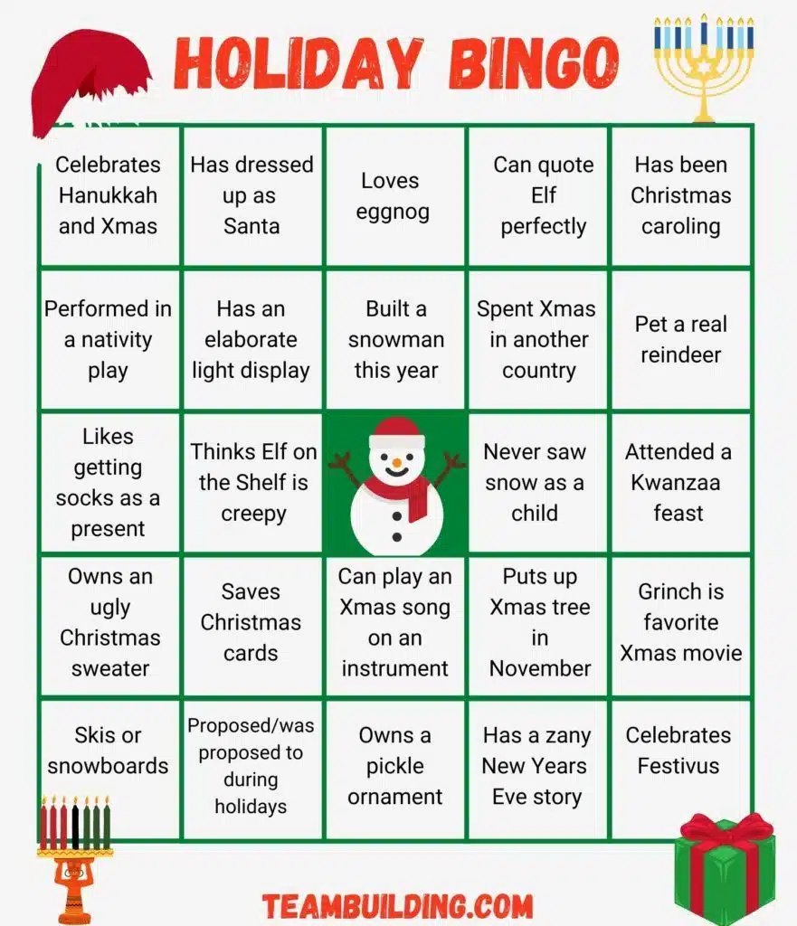 Holiday Bingo Board