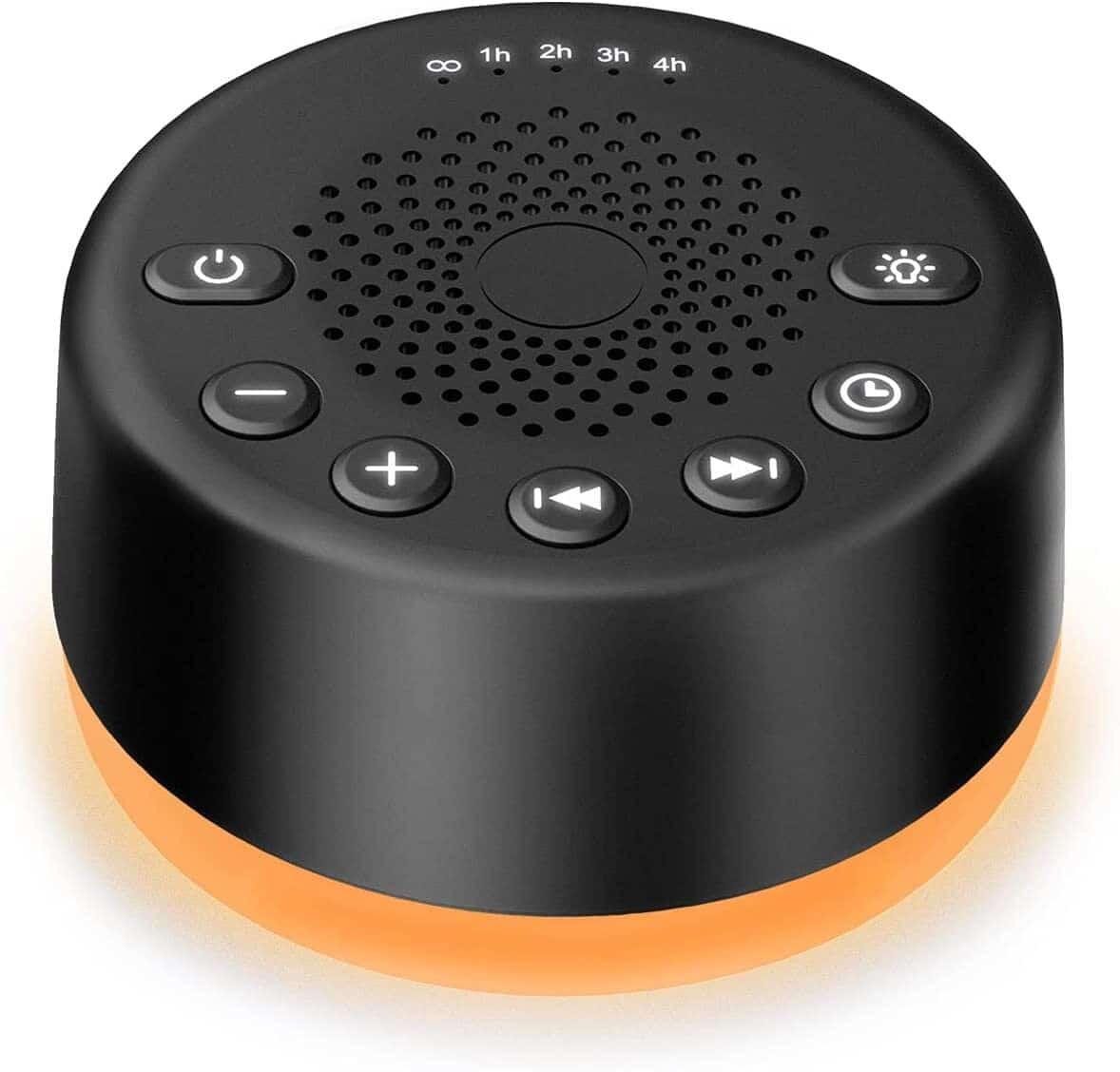 A picture of a small black speaker